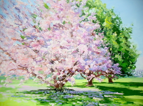 500x371 Paintings Magnolia Tree On Main Road Laurel By Patricia Feiler - Magnolia Tree Painting