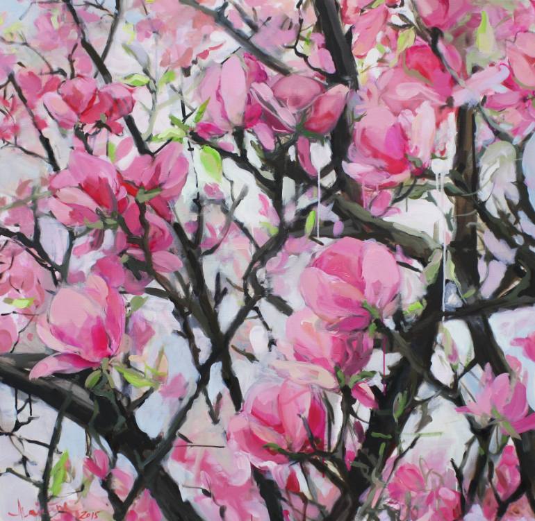 770x751 Saatchi Art Under Magnolia Tree. (Sold) Painting By Anna - Magnolia Tree Painting