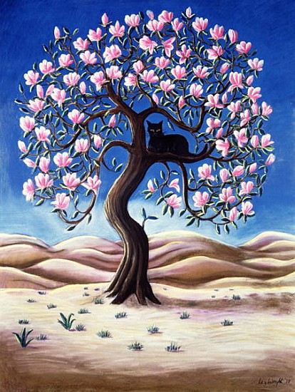 414x550 Black Cat In A Magnolia Tree, 1988 (Past - Magnolia Tree Painting