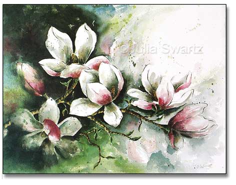 472x370 Watercolor Painting Of Magnolia - Magnolia Tree Painting