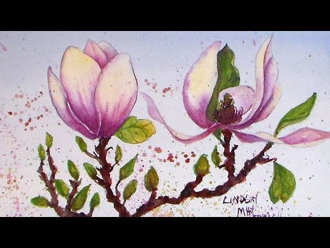 480x360 Magnolia Painting In Watercolor Tutorial - Magnolia Watercolor Painting