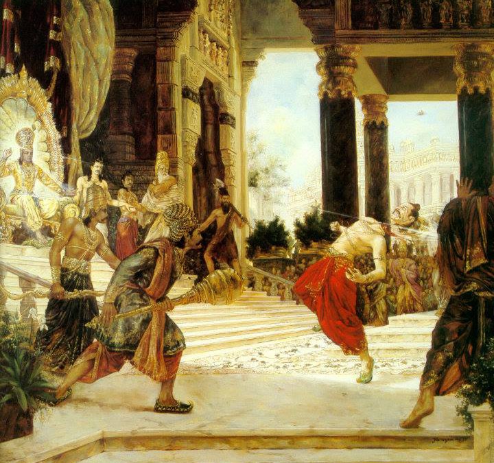 720x675 Mahabharata Story Lord Damodar And Shishupala Deliverence - Mahabharata Painting