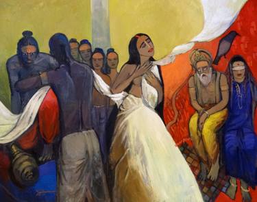 375x295 Saatchi Art Seeds Of War Painting By Arun Prem - Mahabharata Painting