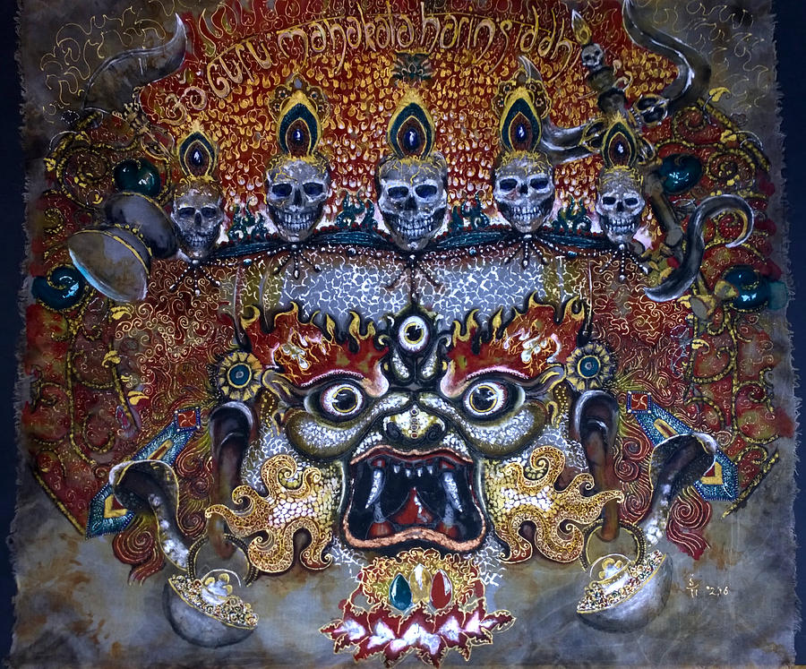 900x747 White Mahakala Painting By Silk Alchemy - Mahakala Painting