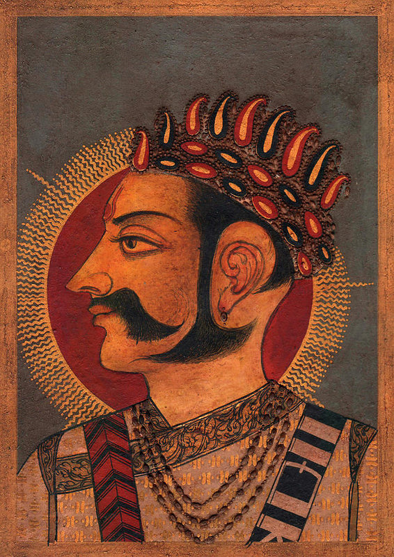 566x800 Maharaja Man Singh,king Of Bundi Raaj, Miniature Painting Of Indi - Maharaja Painting