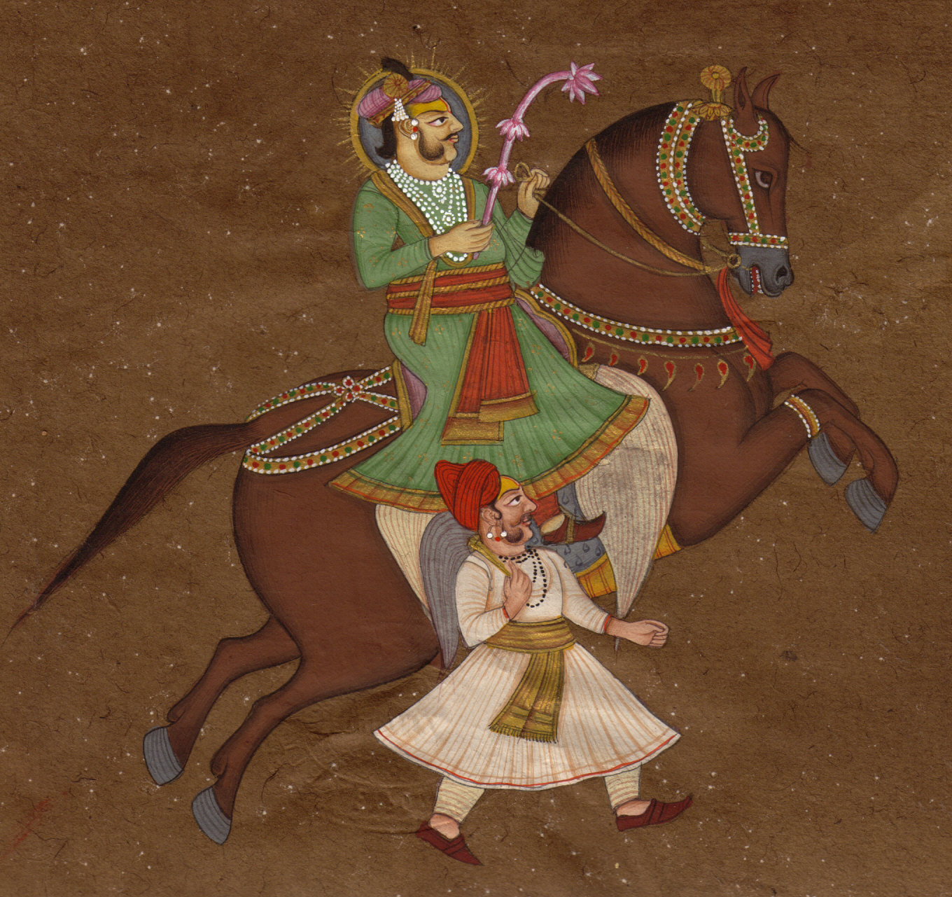 1360x1281 Rajasthani Maharaja Miniature Portrait Art Handmade Indian - Maharaja Painting