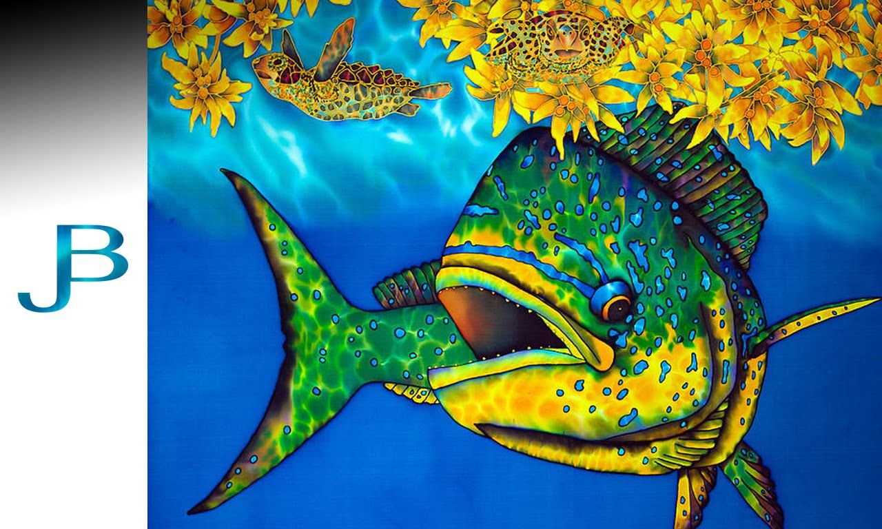 1280x768 Jean Baptiste Worlds Best Silk Painting Artist - Mahi Mahi Painting