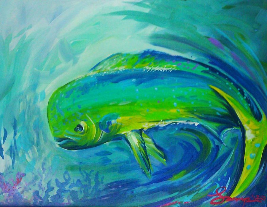 900x700 Mahi Mahi Painting Day 5 Art Mahi Mahi, Sea Life - Mahi Mahi Painting