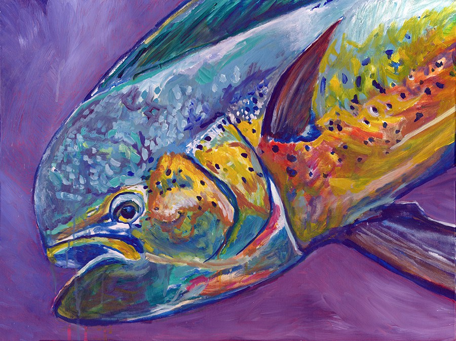 900x674 Mahi Mahi Painting Wall Art Print Fishing Gift Hand Signed - Mahi Mahi Painting