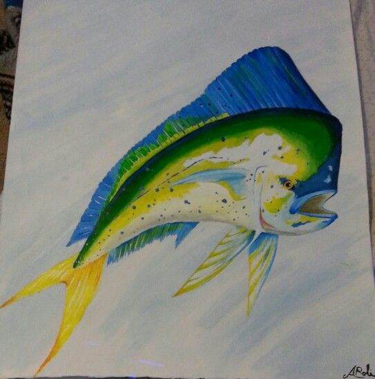 543x548 Mahi Mahi Acrylic Painting Redone By Alyssa Robinson My Art - Mahi Mahi Painting