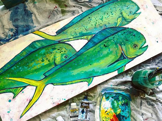 570x427 Dolphinfish, Mahi Mahi Painting, Fish Print, Fish Artwork, Fish - Mahi Mahi Painting
