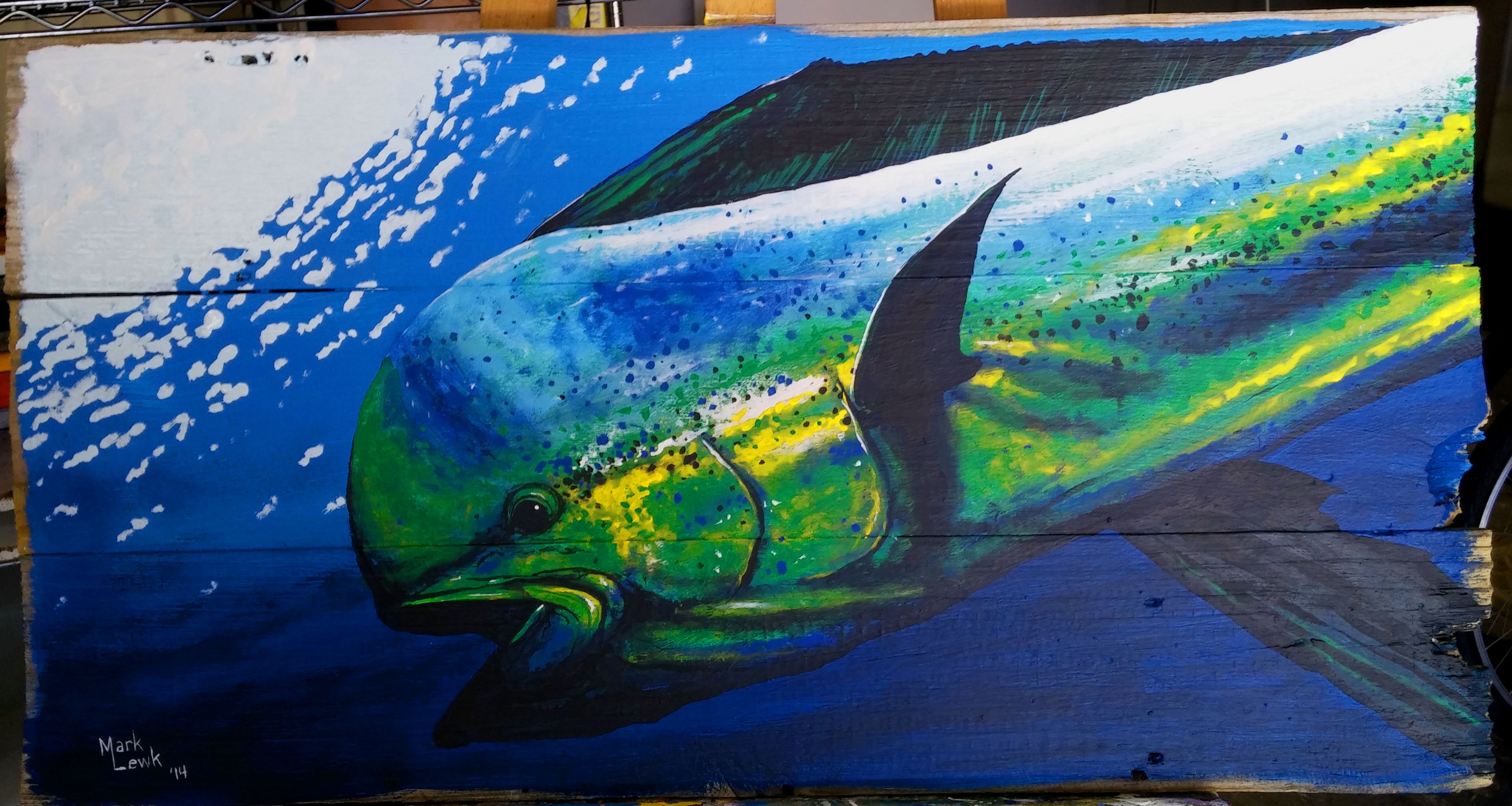 3952x2109 Mahi Mahi Painting On Reclaimed Wood. Sold Fish Paintings - Mahi Painting