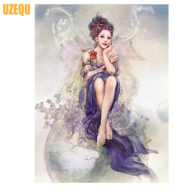 640x640 Uzequ Full Diamond Embroidery Fairy Maiden Beauty 3d Diy Diamond - Maiden Painting