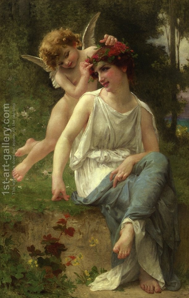 611x964 Cupid Adoring A Young Maiden Guillaume Seignac Reproduction 1st - Maiden Painting