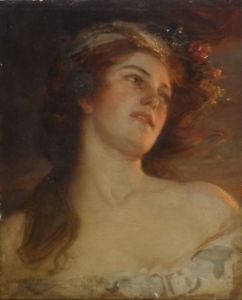 242x300 Fine 19th Century English Classical Lady Maiden Portrait Antique - Maiden Painting