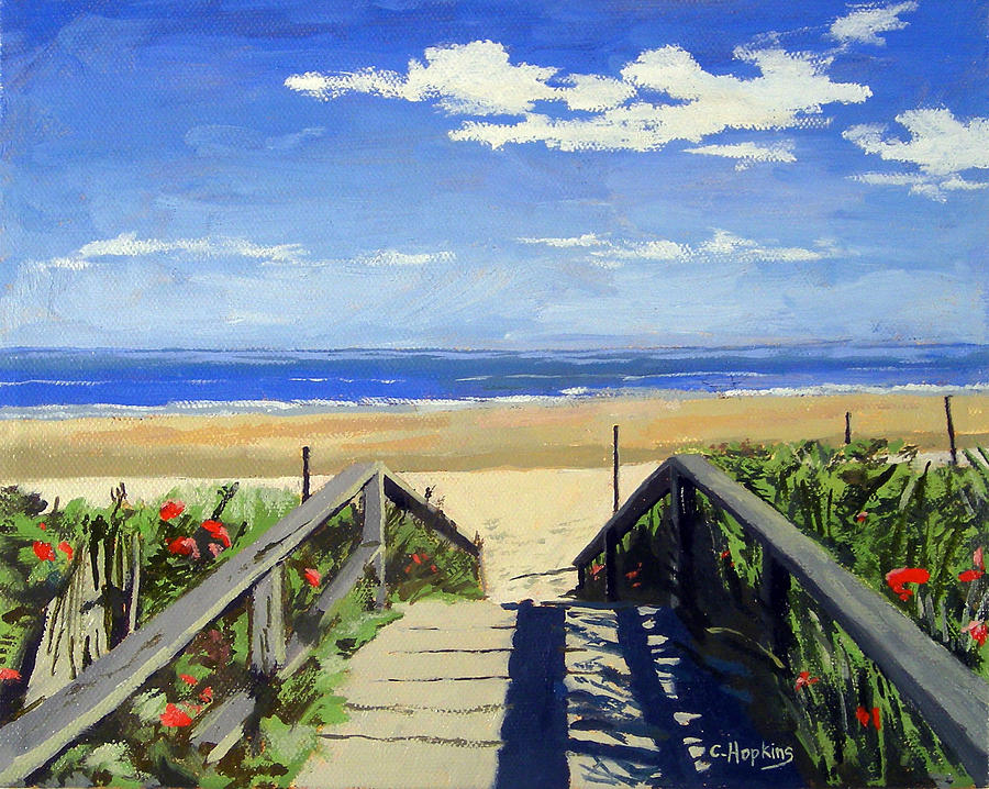 900x718 Ogunquit Beach Walkway Ogunquit Maine Painting By Christine Hopkins - Maine Painting