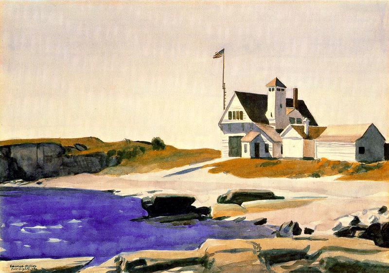 800x563 Edward Hopper Coast Guard Station, Two Lights, Maine Painting - Maine Painting
