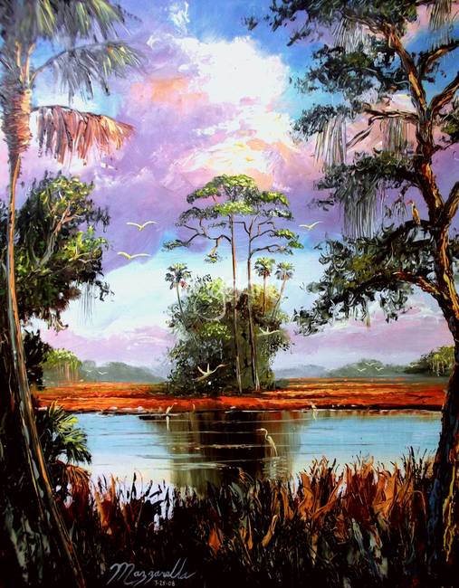 507x650 Majestic Florida Landscape Painting By Mazz Original Paintings - Majestic Painting