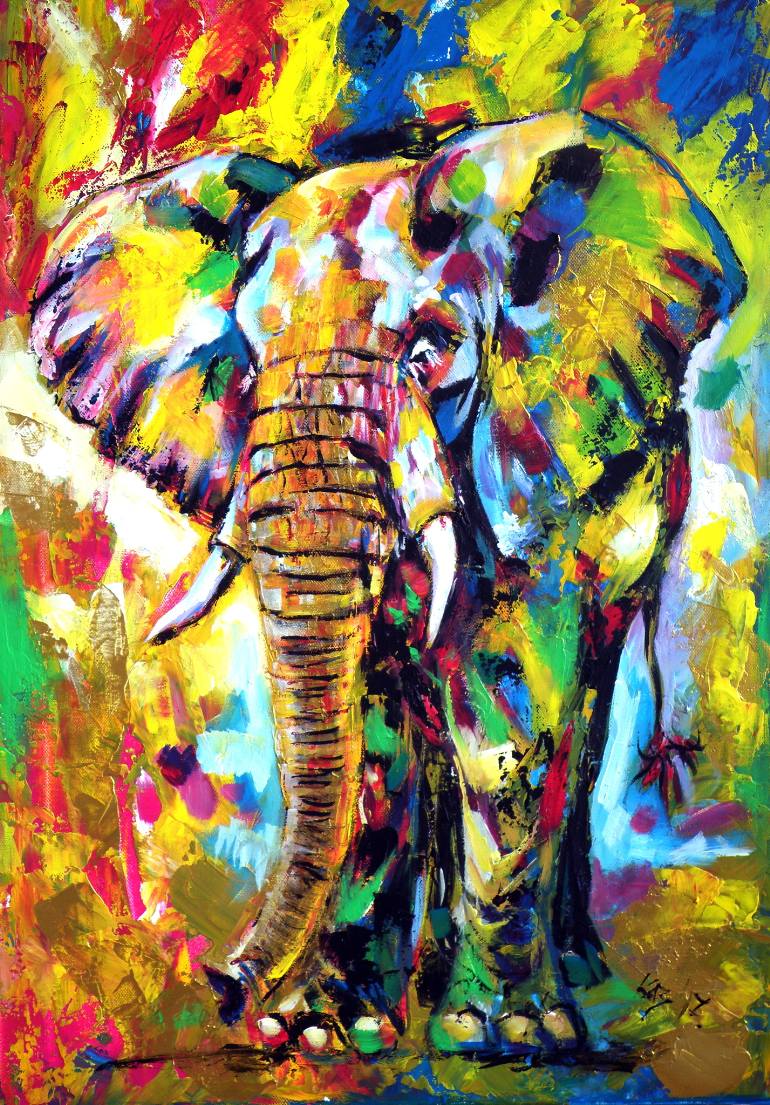 770x1105 Saatchi Art Majestic Elephant Painting By Kovacs Anna Brigitta - Majestic Painting