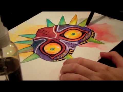 480x360 Majora's Mask Watercolor Speed Painting - Majoras Mask Painting