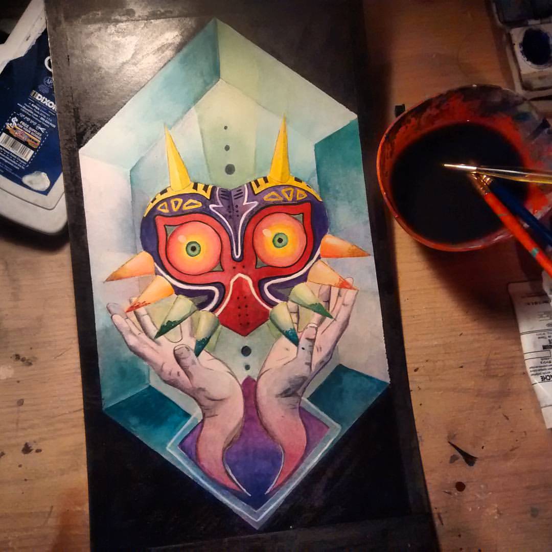 1080x1080 Majora's Mask, Watercolour Painting. - Majoras Mask Painting