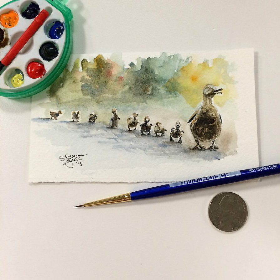 894x894 Tiny Painting - Make Way For Ducklings Painting
