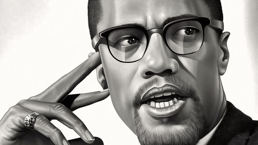 900x506 Malcolm X Drawing Painting By Jovemini Art - Malcolm X Canvas Painting
