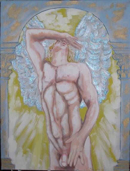 435x575 Male Angel Paintings - Male Angel Painting