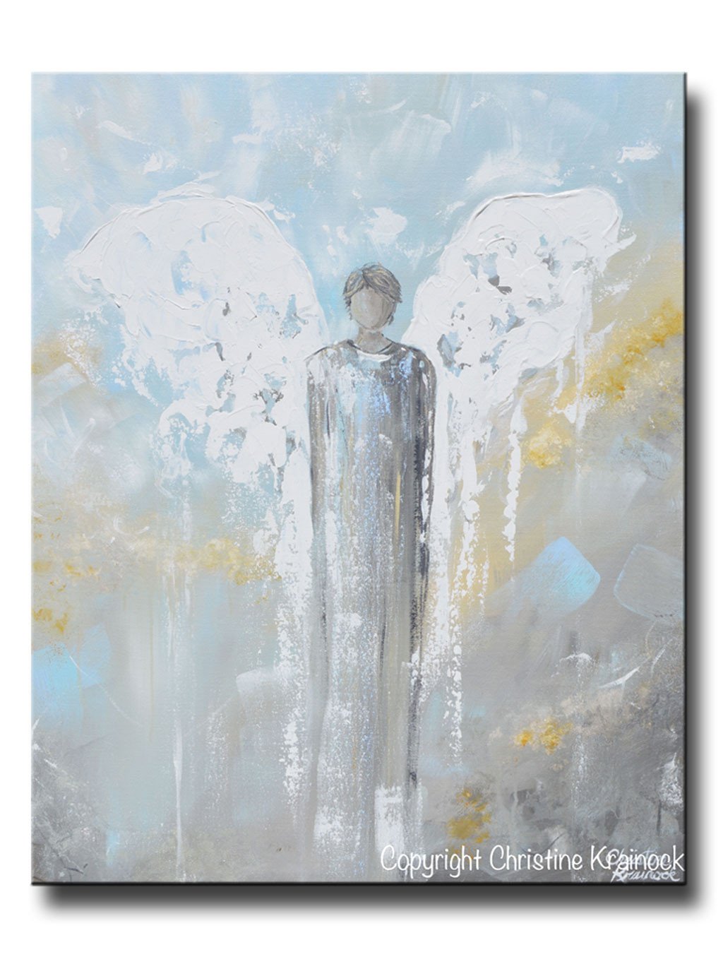 1024x1365 Original Abstract Angel Painting Male Guardian Angel Home Wall Art - Male Angel Painting