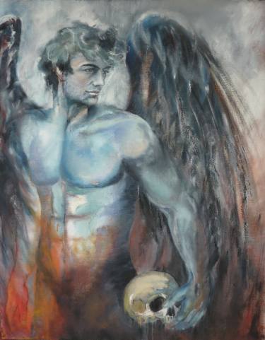 375x481 Saatchi Art Rebel Angel Painting By Laura Beatrice Gerlini - Male Angel Painting