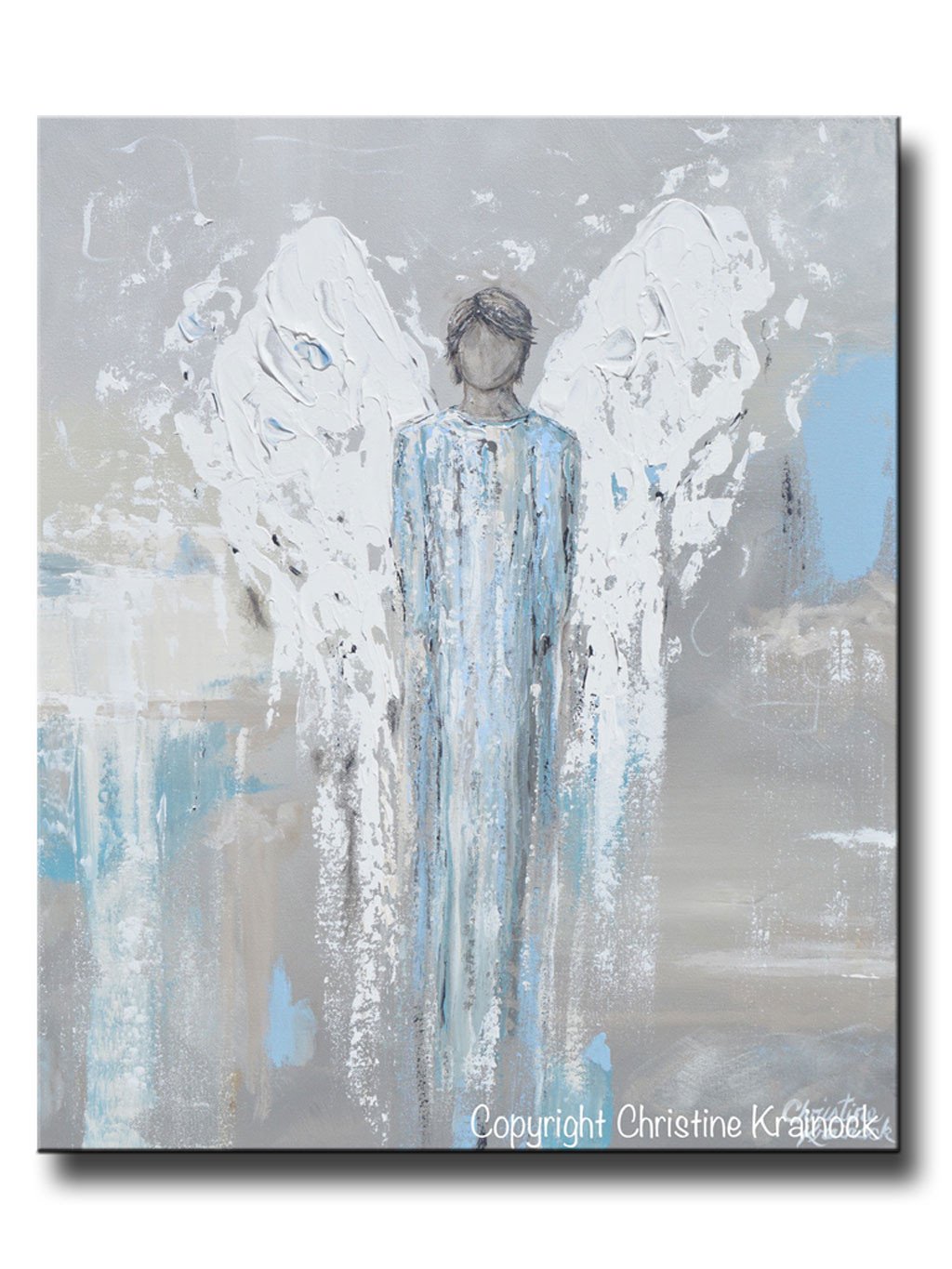 1024x1365 Canvas Print Angel Painting Abstract Male Angel Boy Blue Grey Wall - Male Angel Painting