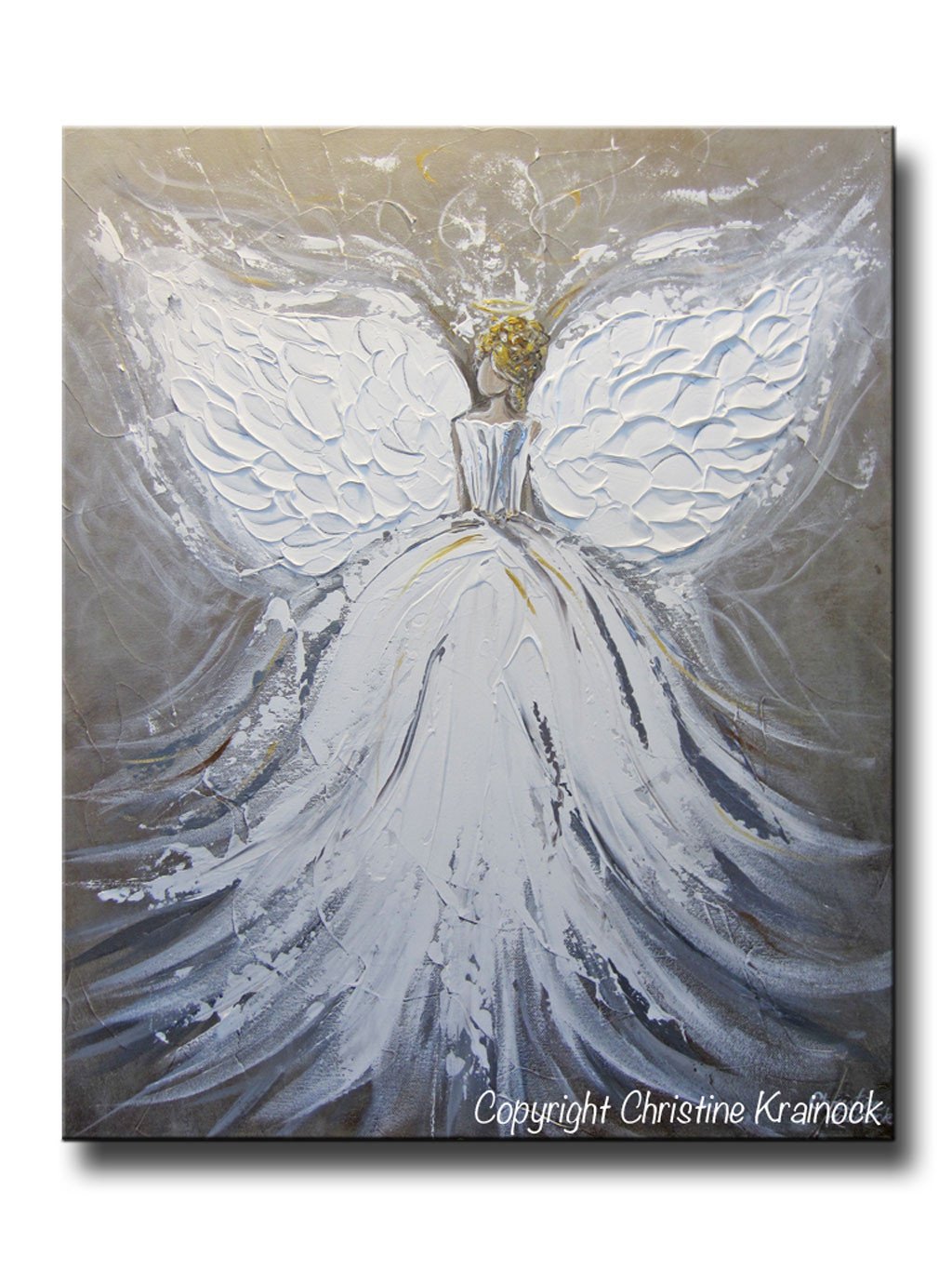 1024x1365 Custom Original Abstract Angel Painting Boy Guardian Angels Art 2 - Male Angel Painting