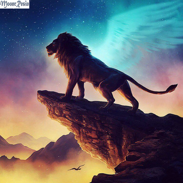 640x640 Mooncresin 5d Diamond Mosaic Male Lions Look Pattern Sticker Full - Male Lion Painting