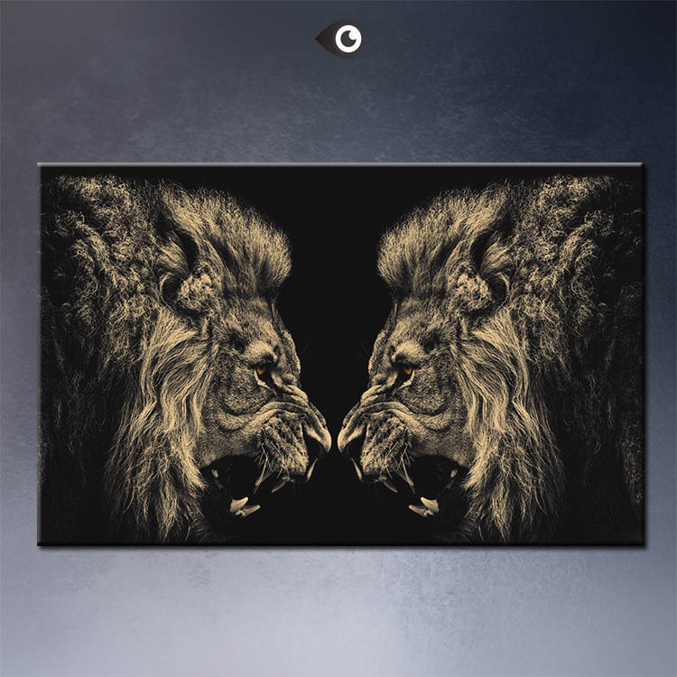 750x750 Oil Painting Cuadros Quadros Hot Sell Wall Painting Animal Two - Male Lion Painting