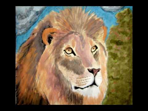 480x360 African Male Lion - Male Lion Painting