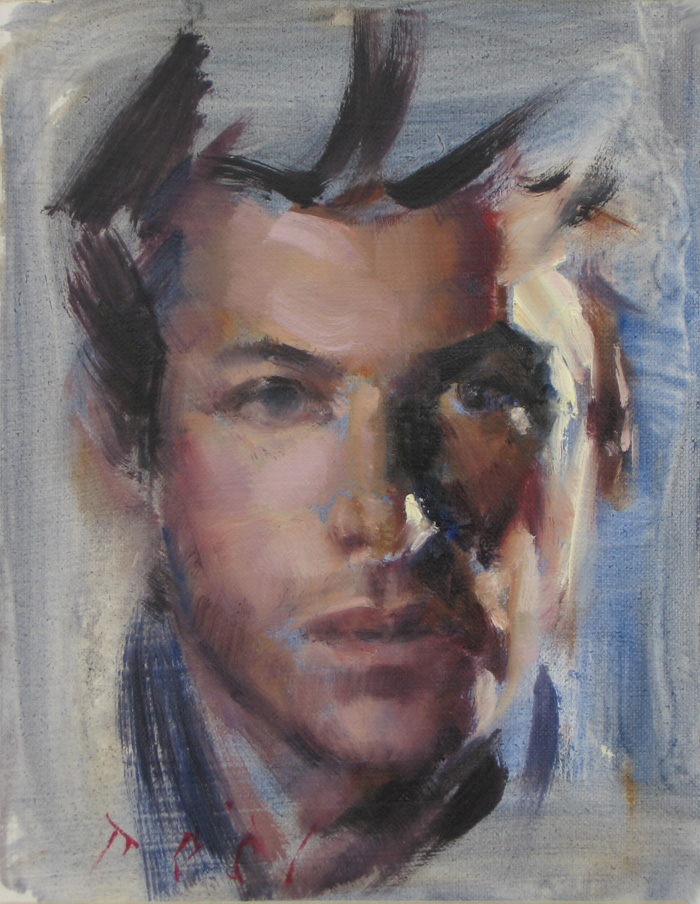 700x904 Portrait Of A Young Man Sidelit Oil Painting Daniel Peci Fine Art - Male Oil Painting