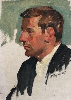 236x332 Vintage Oil Portrait Suave Sophisticated Man In Suit Large - Male Oil Painting