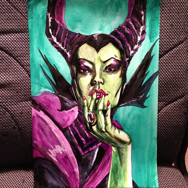 612x612 Maleficent Water Color Painting! By Zanexe - Maleficent Painting