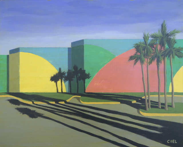 640x515 John Cielukowski Artwork Merritt Square Mall Original Painting - Mall Painting