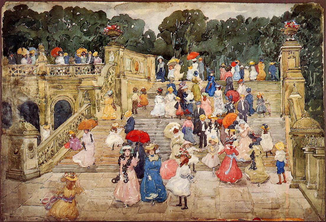 1104x753 The Mall Central Park Painting Maurice Prendergast Oil Paintings - Mall Painting