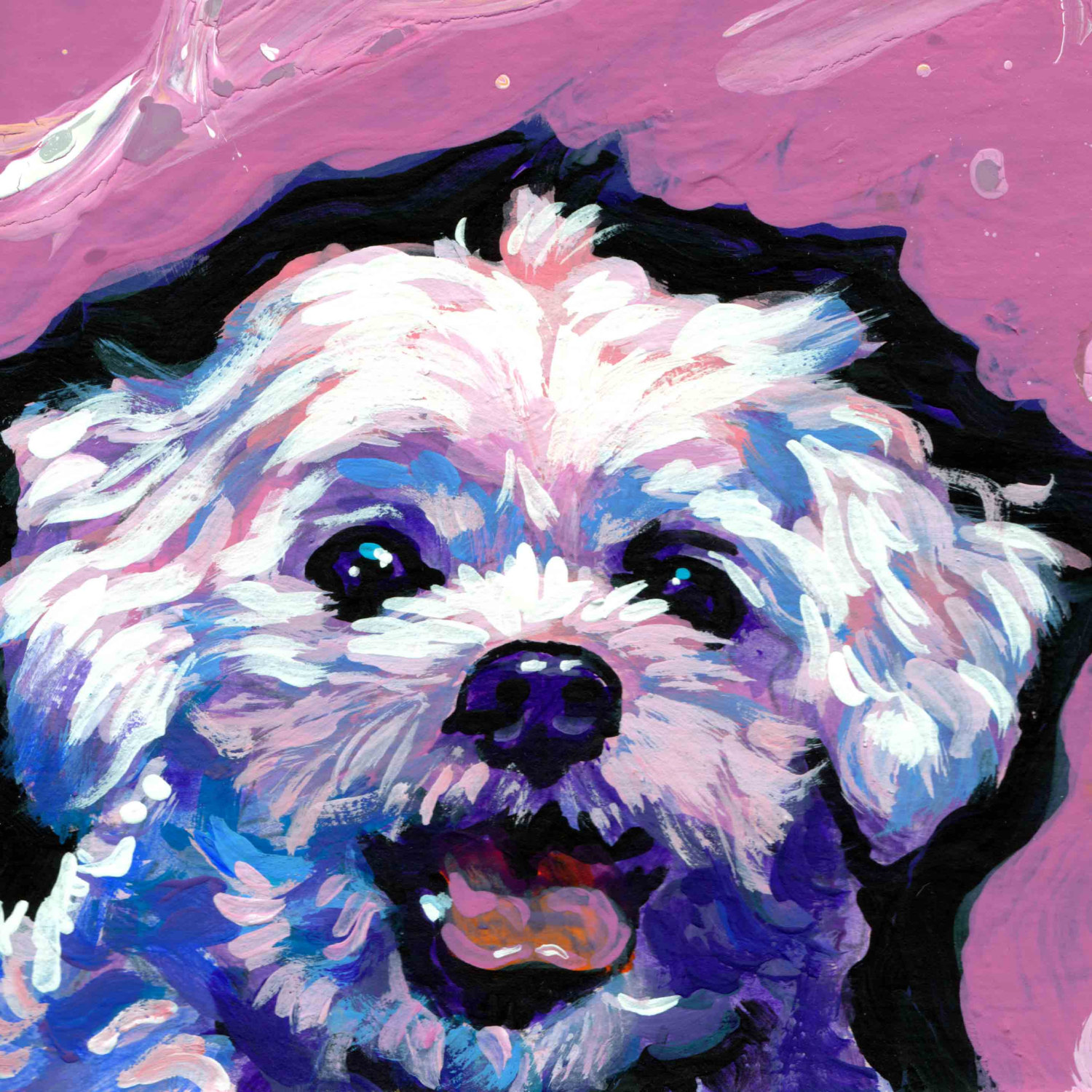 1500x1500 Maltese Portrait Art Print Of Pop Dog Painting Bright Colors - Maltese Painting