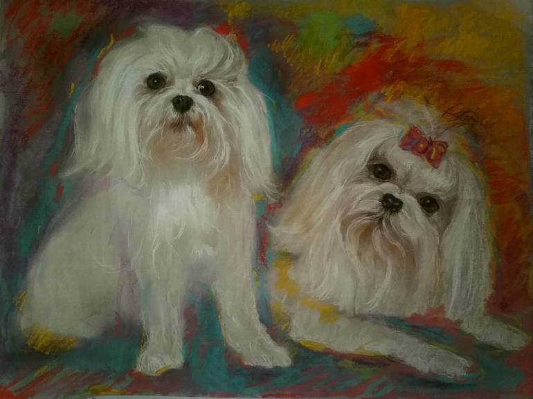 770x577 Saatchi Art Maltese Dogs Painting By Daniela Vasileva - Maltese Painting