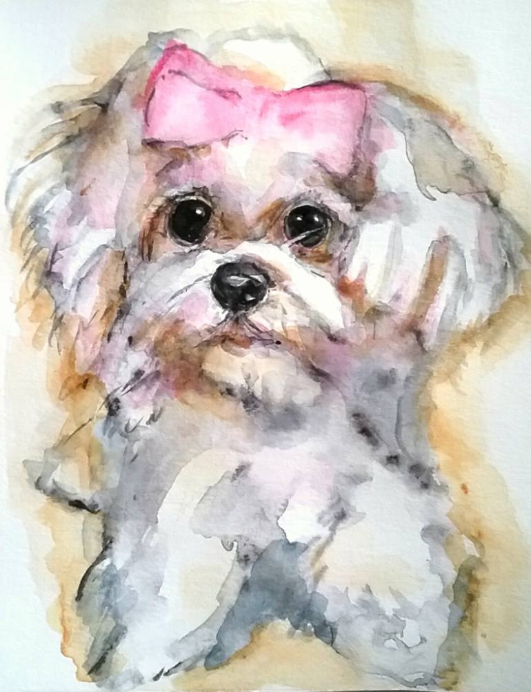 770x1002 Saatchi Art Mini Maltese Dog Painting By Daniela Vasileva - Maltese Painting