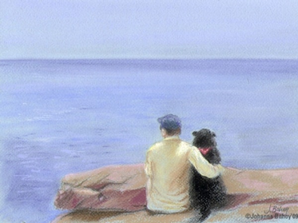 600x448 Love Unconditional A Man Amp His Dog By Artist Johanna Bohoy, - Man And Dog Painting