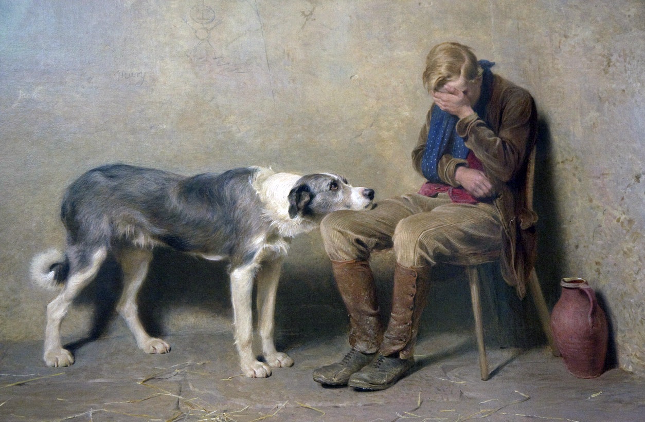 Man And Dog Painting at PaintingValley.com | Explore collection of Man ...