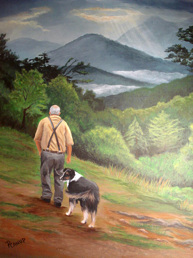 675x900 Old Man And His Dog Painting By Paula Canup - Man And Dog Painting