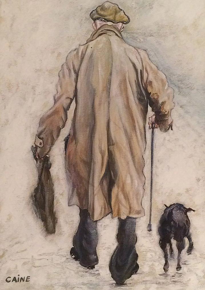 718x1016 Old Man With Dog The Picture Framer And More - Man And Dog Painting