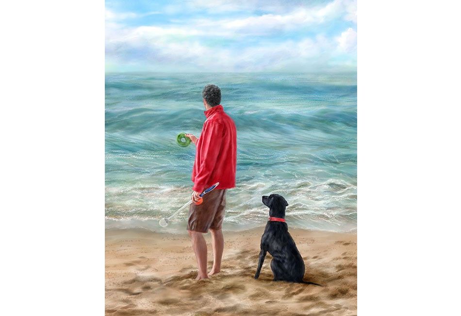 950x650 Portrait Painting Of A Man And His Dog - Man And Dog Painting