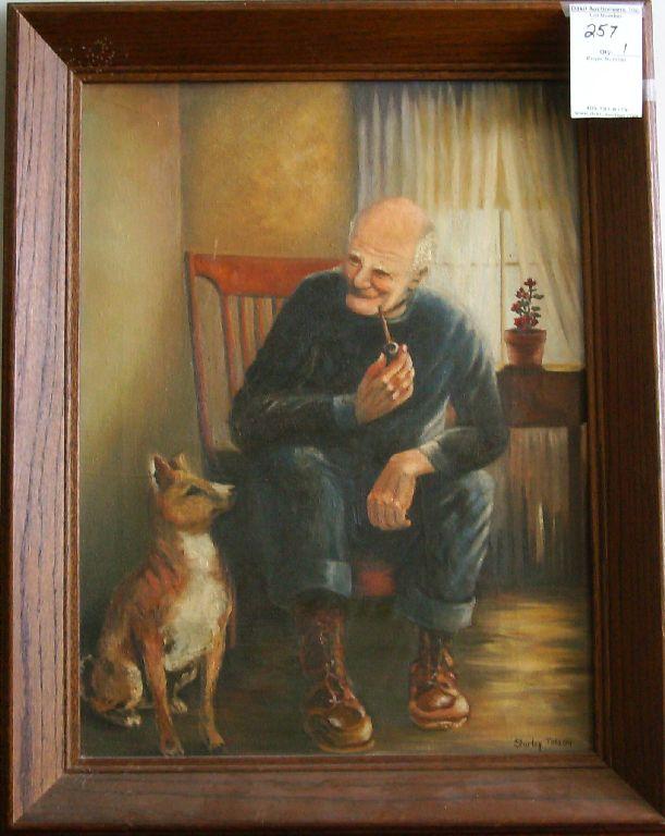 611x768 Shirley Tolson Man With His - Man And Dog Painting