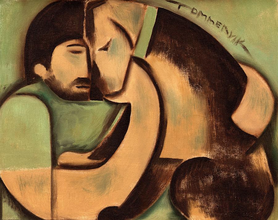 900x713 Tommervik Man And Dog Art Print Painting By Tommervik - Man And Dog Painting